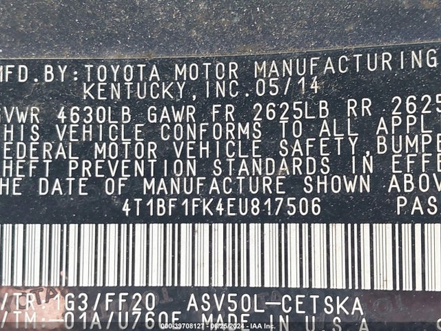 Toyota CAMRY SE 2014 4T1BF1FK4EU817506 Image 9