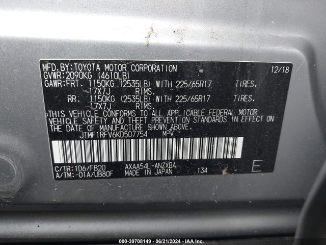 Toyota RAV4 LE 2019 JTMF1RFV6KD507754 Image 9