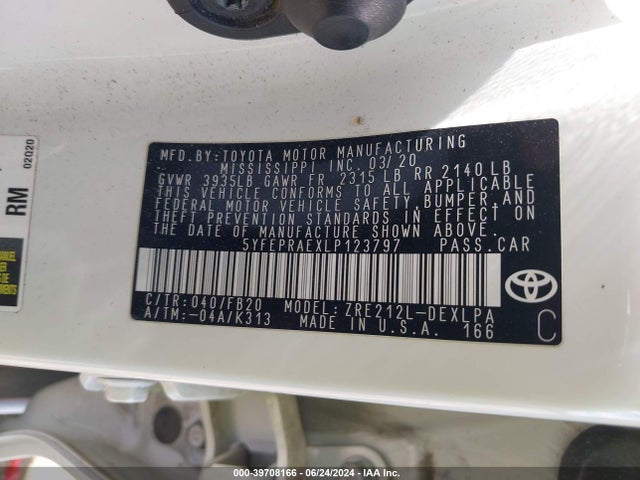 Toyota COROLLA LE 2020 5YFEPRAEXLP123797 Image 9
