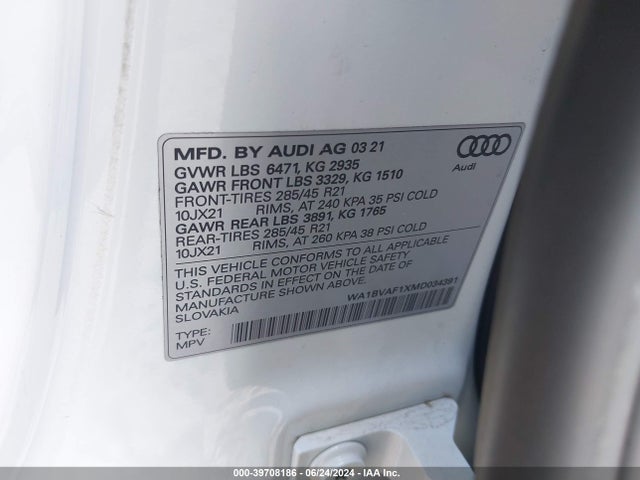 WA1BVAF1XMD034391 Audi Q8 Premium Plus 55 Tfsi Quattro Tiptronic
