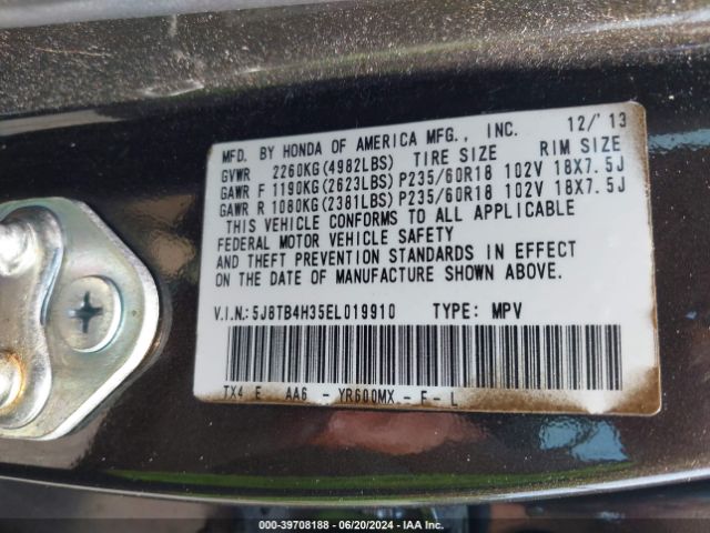 5J8TB4H35EL019910 Acura RDX