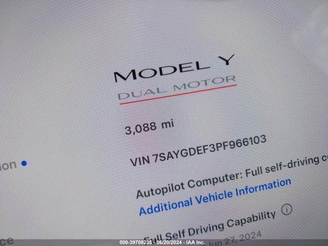 7SAYGDEF3PF966103 Tesla Model Y Awd/performance Dual Motor All-wheel Drive