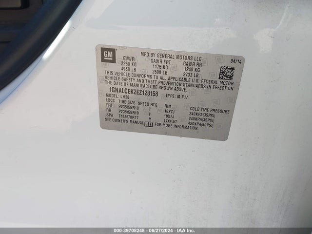 Chevrolet Equinox 2lt 2014 1GNALCEK2EZ128158 Image 9