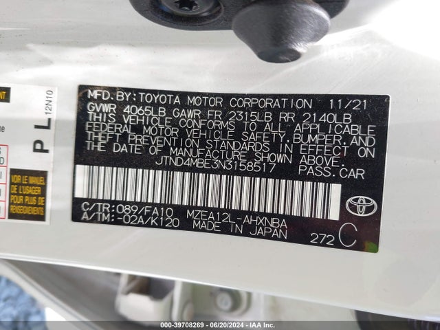 Toyota COROLLA SE 2022 JTND4MBE3N3158517 Image 9