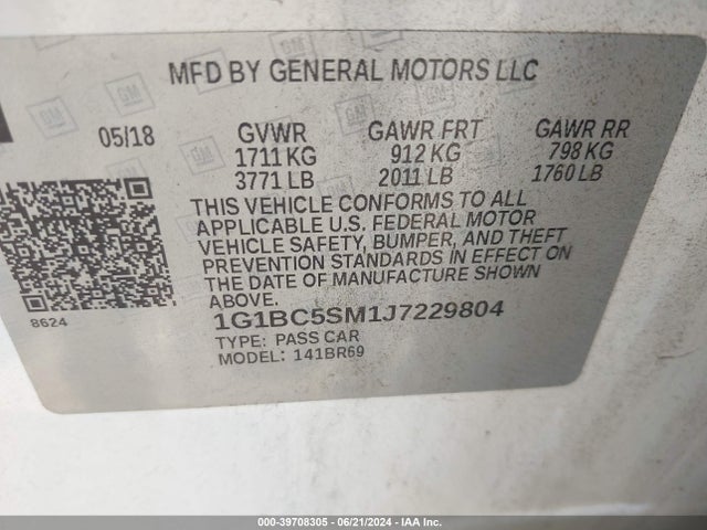 Chevrolet Cruze Ls Auto 2018 1G1BC5SM1J7229804 Image 9