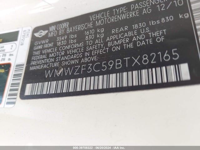 2011 MINI COOPER CLUBMAN WMWZF3C59BTX82165 Photo 8