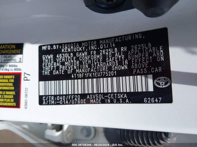 Toyota CAMRY SE 2014 4T1BF1FK1EU775201 Image 9
