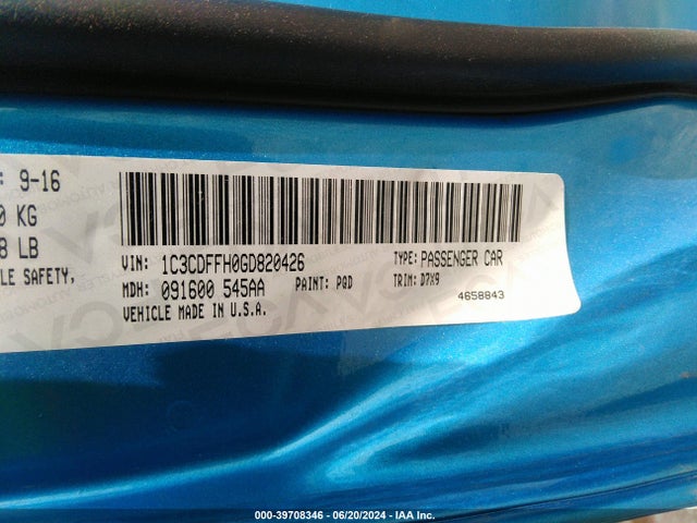 1C3CDFFH0GD820426 Dodge Dart Turdo