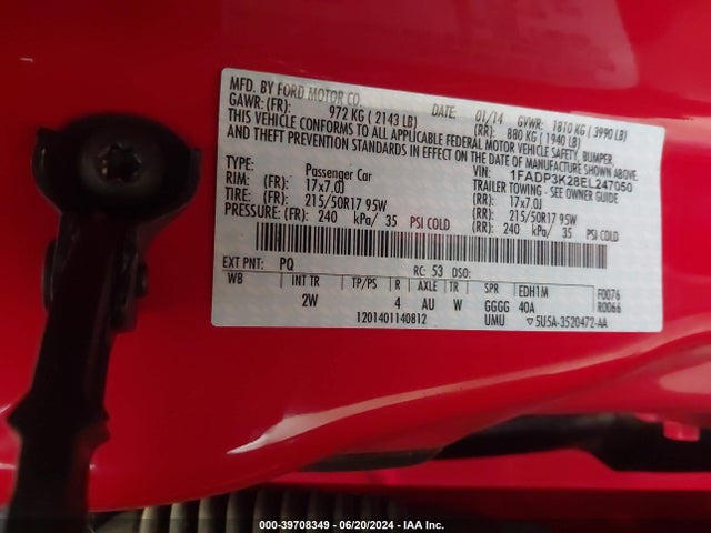 Ford FOCUS SE 2014 1FADP3K28EL247050 Image 9