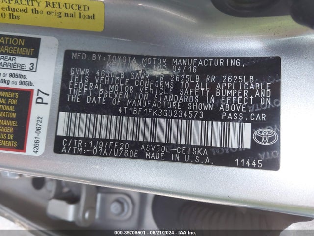 Toyota CAMRY SE 2016 4T1BF1FK3GU234573 Image 9