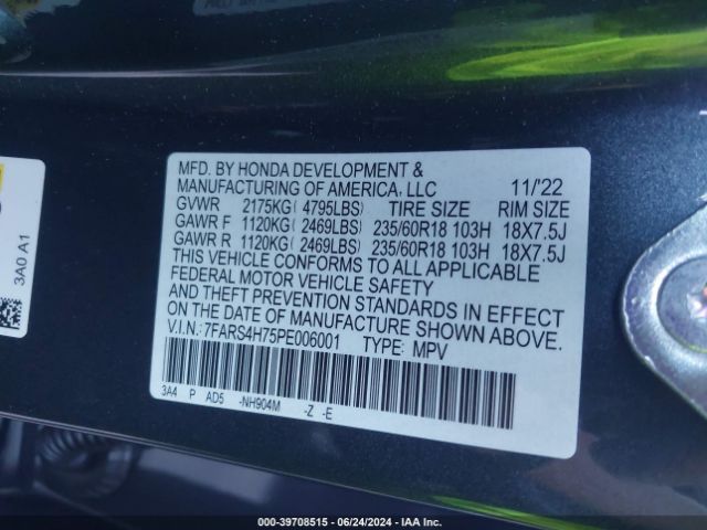 7FARS4H75PE006001 Honda Cr-v Ex-l Awd