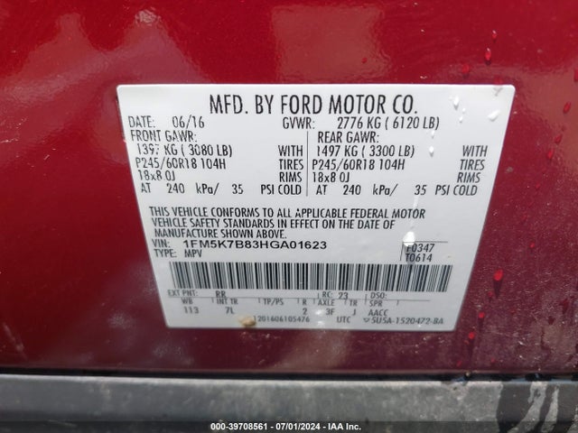 Ford Explorer 2017 1FM5K7B83HGA01623 Image 9