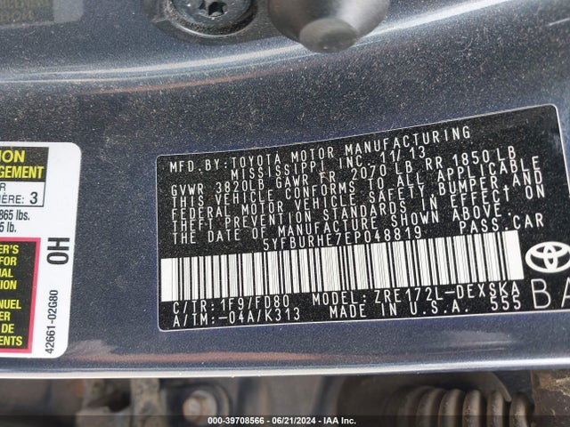 Toyota Corolla S Plus 2014 5YFBURHE7EP048819 Image 9