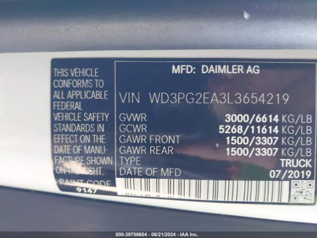 WD3PG2EA3L3654219 Mercedes-Benz Metris