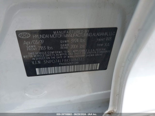 Hyundai ELANTRA SE 2019 5NPD74LF8KH486583 Image 9