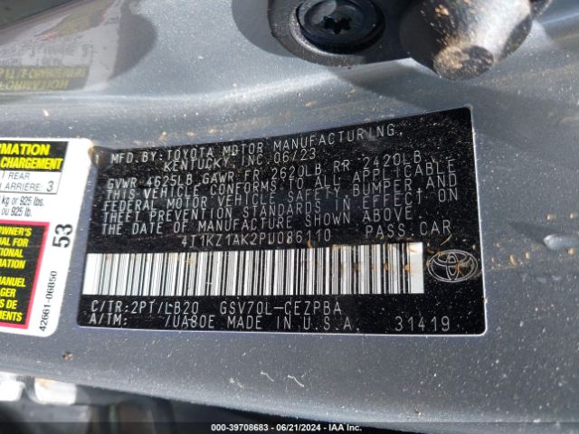 4T1KZ1AK2PU086110 Toyota Camry Xse V6