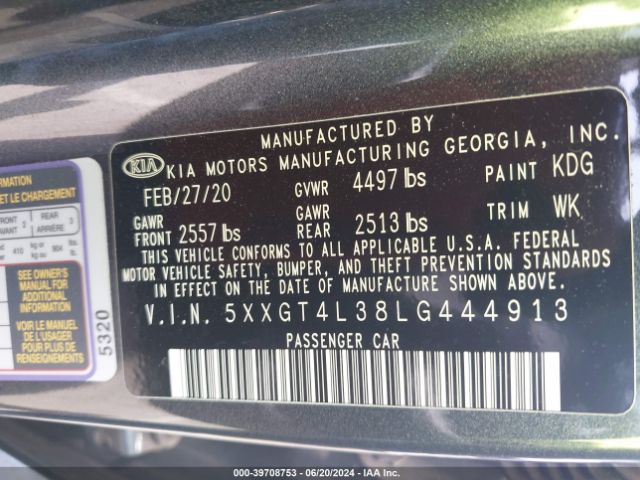 5XXGT4L38LG444913 KIA Optima Se