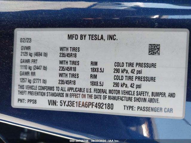 Tesla Model 3 Rear-wheel Drive 2023 5YJ3E1EA6PF492180 Image 9