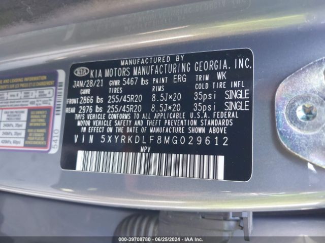5XYRKDLF8MG029612 KIA Sorento Sx Prestige