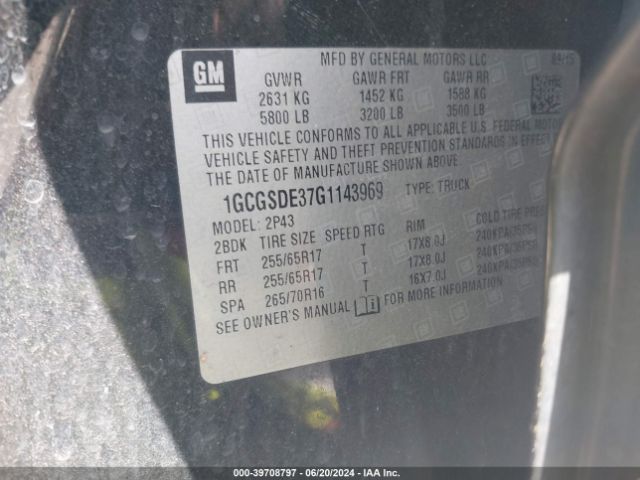 1GCGSDE37G1143969 Chevrolet Colorado Z71