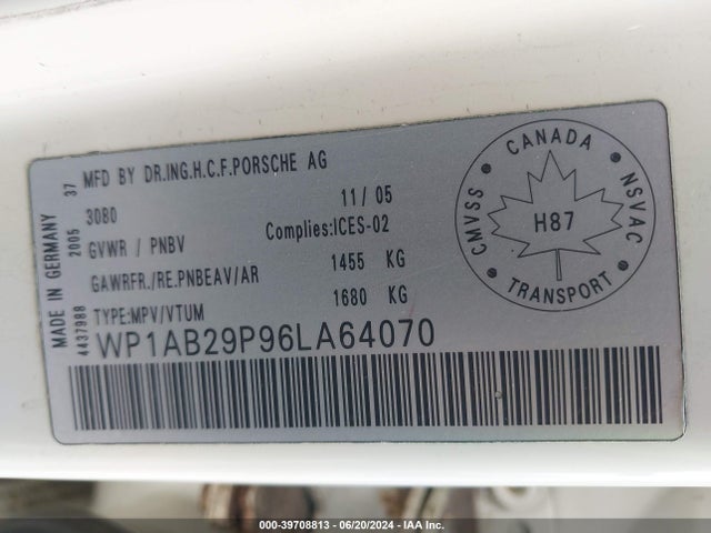 2006 PORSCHE CAYENNE WP1AB29P96LA64070 Photo 8