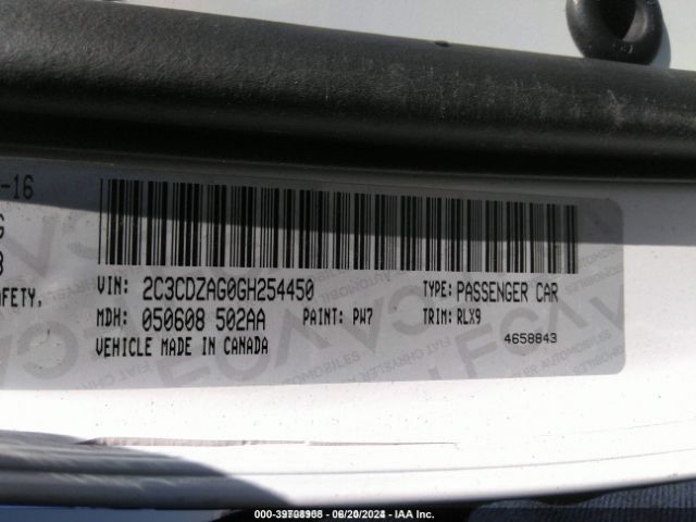 2C3CDZAG0GH254450 Dodge Challenger Sxt Plus