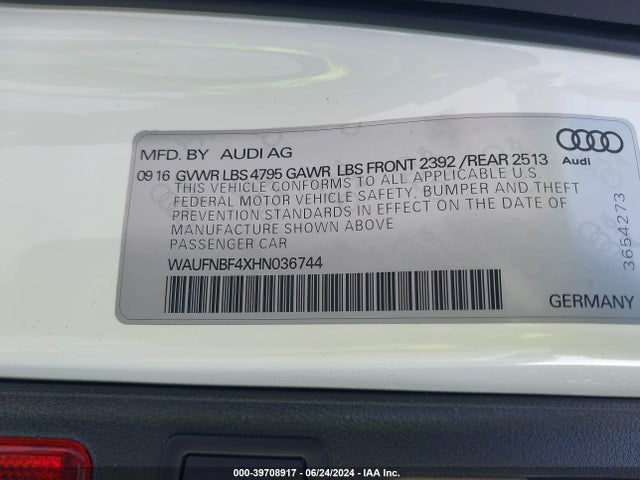 Audi A4 2.0t Premium 2017 WAUFNBF4XHN036744 Image 9