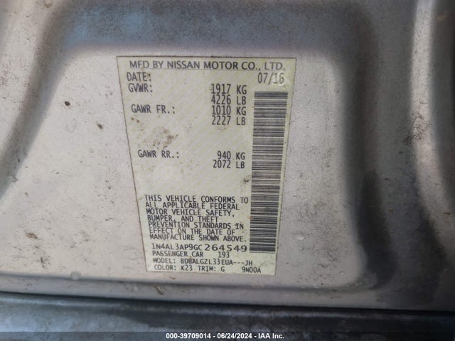 Nissan Altima 2.5 S 2016 1N4AL3AP9GC264549 Image 9