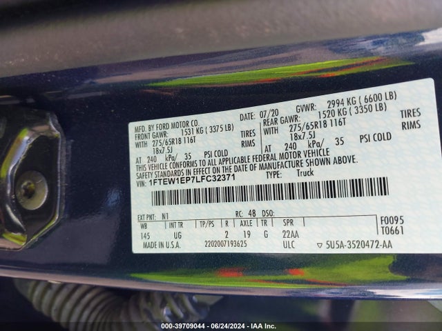 Ford F-150 Xlt 2020 1FTEW1EP7LFC32371 Image 9