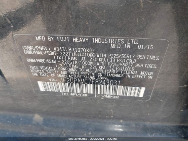 JF2GPAMC7F8243031 Subaru Xv Crosstrek 2.0i Limited