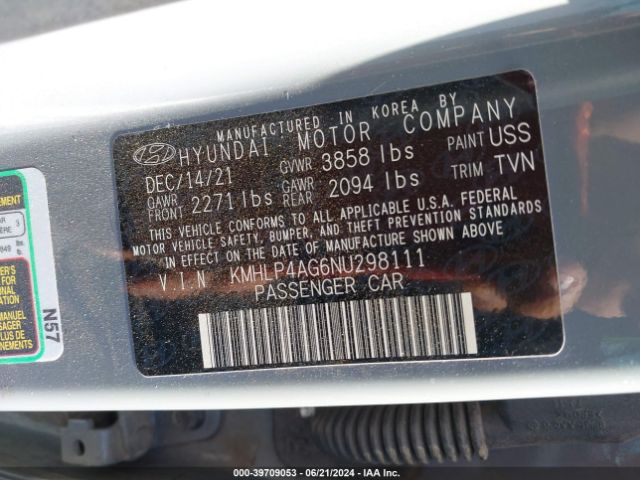 KMHLP4AG6NU298111 Hyundai Elantra Limited