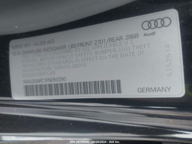 WAU2GAFC1FN050250 Audi A7 3.0t Premium Plus