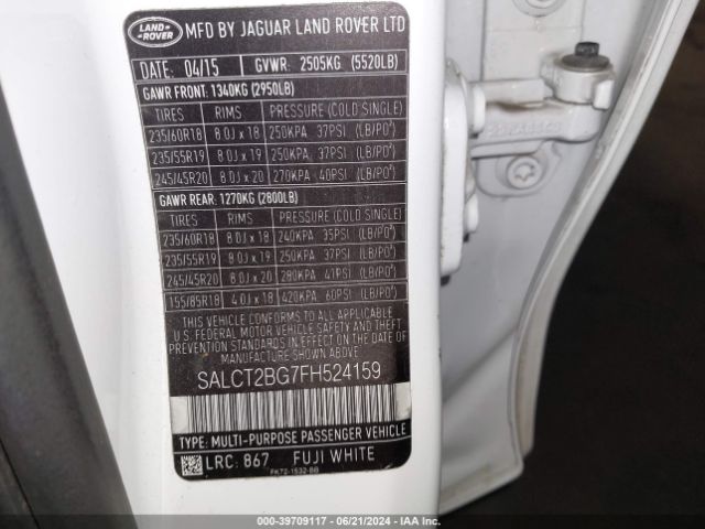 SALCT2BG7FH524159 Land Rover Discovery Sport Hse Lux