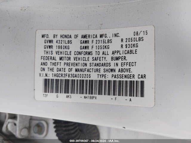 Honda Accord Ex-l 2016 1HGCR2F83GA000205 Image 9