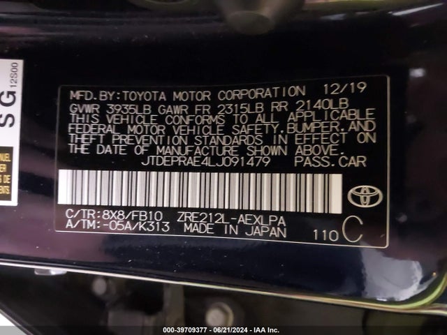 Toyota COROLLA LE 2020 JTDEPRAE4LJ091479 Image 9