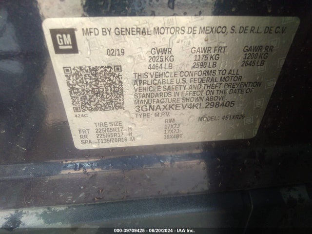 Chevrolet EQUINOX LT 2019 3GNAXKEV4KL298405 Image 9