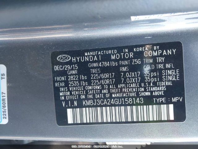KM8J3CA24GU158143 Hyundai Tucson Eco