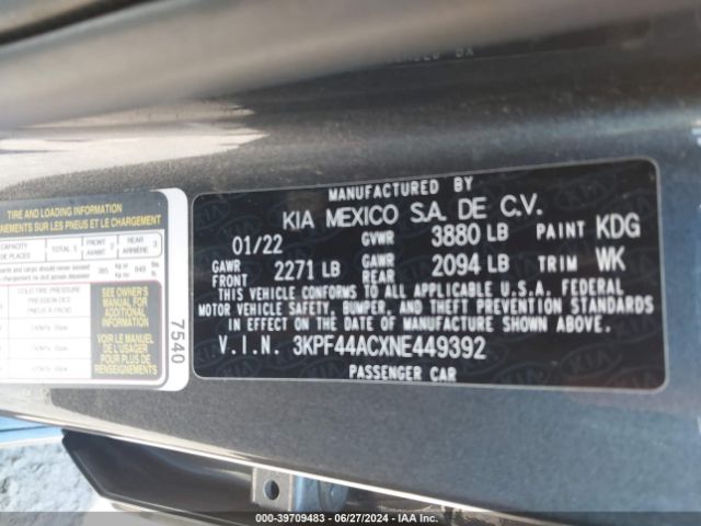 3KPF44ACXNE449392 KIA Forte Gt Manual