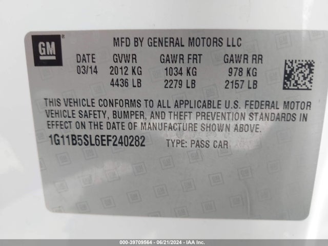 Chevrolet Malibu 1ls 2014 1G11B5SL6EF240282 Image 9
