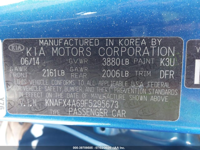KIA FORTE LX 2015 KNAFX4A69F5295673 Image 9