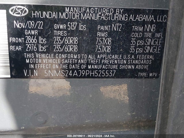 Hyundai Santa Fe Sel 2023 5NMS24AJ9PH525537 Image 9