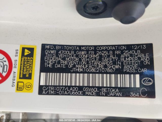 JTHBK1GG8E2107867 Lexus ES 350