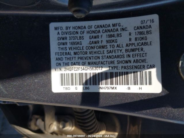 2HGFC2F54GH563012 Honda Civic Lx