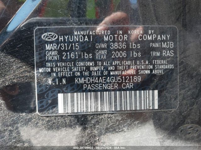 KMHDH4AE4GU512189 Hyundai ELANTRA SE