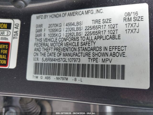 5J6RM4H57GL107973 Honda CR-V EX
