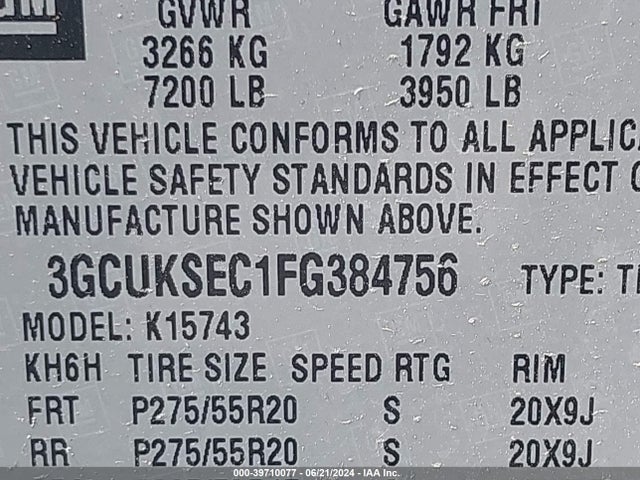 Chevrolet Silverado 1500 2lz 2015 3GCUKSEC1FG384756 Image 9