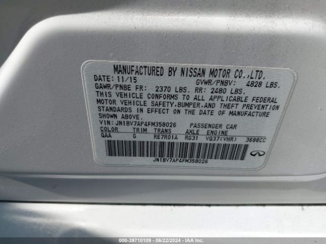 JN1BV7AP4FM358026 Infiniti Q50 Premium