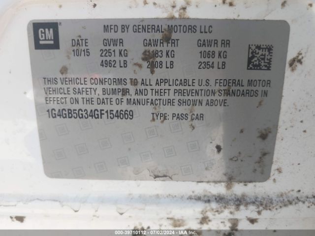 1G4GB5G34GF154669 Buick Lacrosse Leather