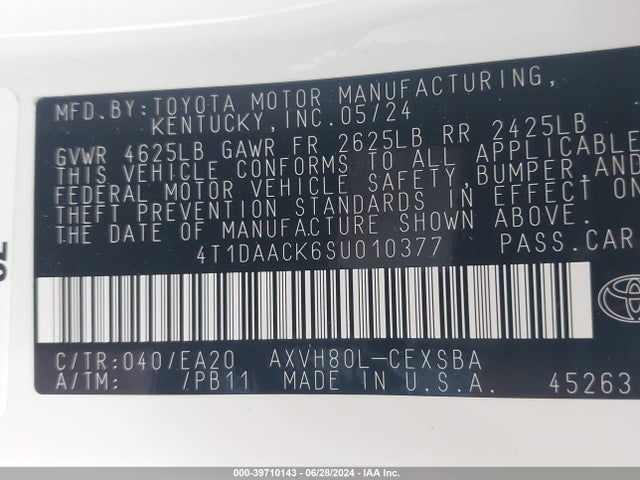 Toyota CAMRY SE 2025 4T1DAACK6SU010377 Image 9