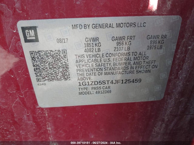 Chevrolet MALIBU LT 2018 1G1ZD5ST4JF125459 Image 9